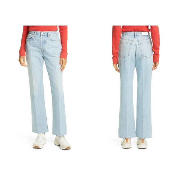 NWT Re/Done Faded Vintage Indigo Button Fly '70s Bootcut Jeans Size 31
